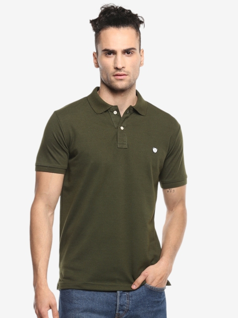 

Alan Jones Men Olive Green Polo Collar Slim Fit T-shirt