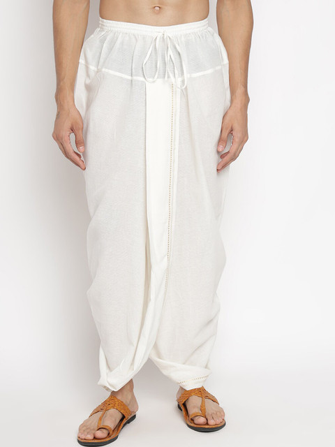 

Fabindia Men Off-White Solid Cotton Dhoti Pant
