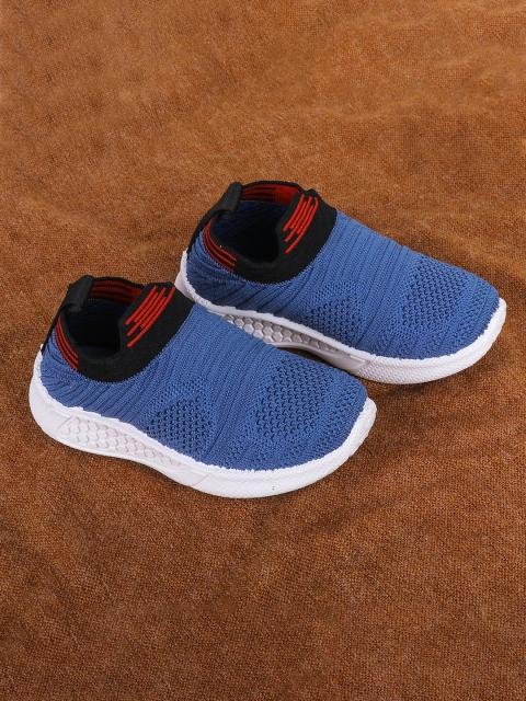 

FEETWELL SHOES Unisex Kids Blue Woven Design Slip-On Sneakers