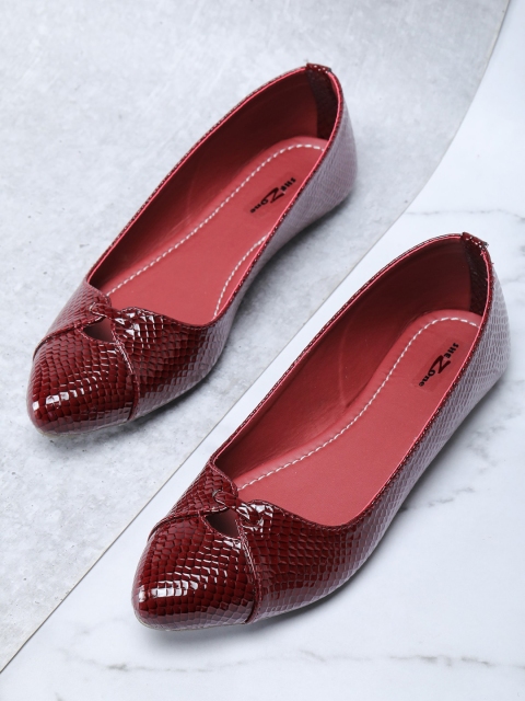 

Shezone Women Maroon Textured Ballerinas Flats