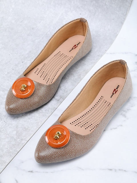 

Shezone Women Beige Printed Ballerinas Flats