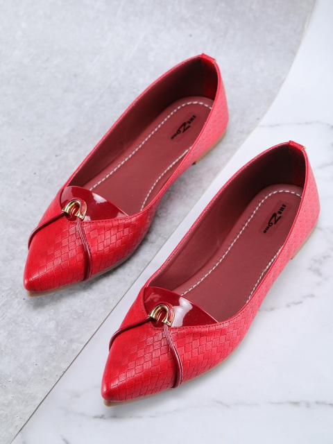 

Shezone Women Maroon Textured Ballerinas Flats