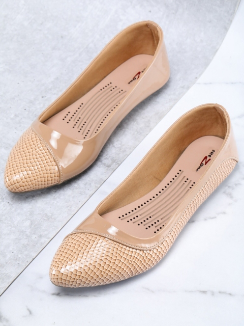 

Shezone Women Beige Printed Ballerinas Flats
