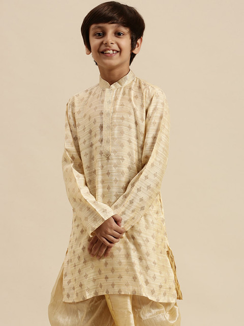 

Sanwara Boys Yellow Geometric Printed Kurta