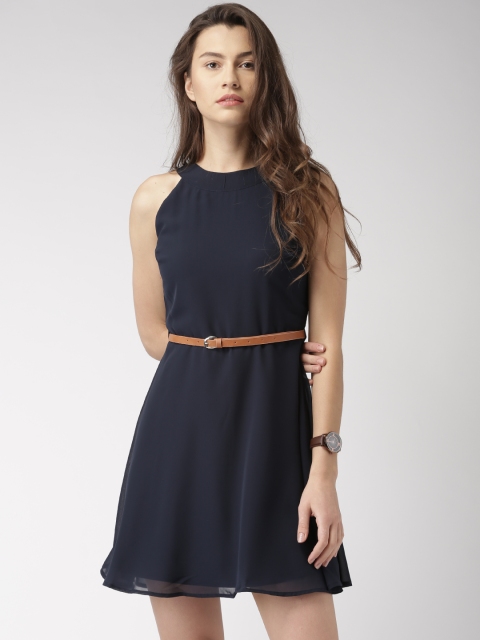 

Mast & Harbour Women Navy Blue Fit & Flare Dress