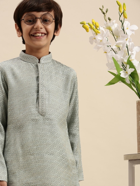 

Sanwara Boys Grey Art Silk Pastel Kurta
