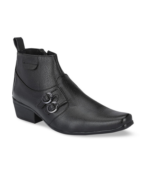 

mr.wonker Men Black Solid Formal High Ankle Boot