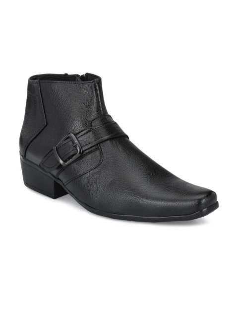 

mr.wonker Men Black Solid Mid Top Boots