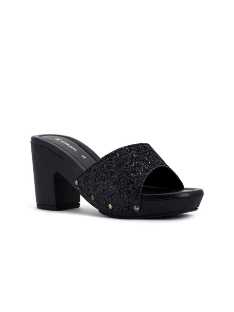 

Khadims Black Textured Block Sandals
