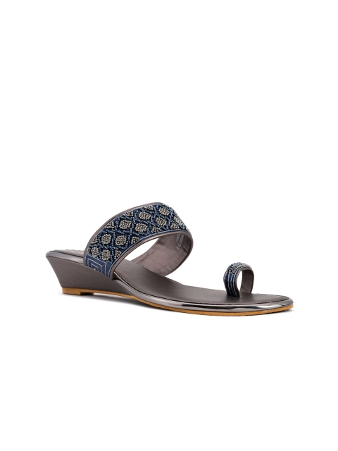 

Khadims Grey Embellished Ethnic Wedge Sandals
