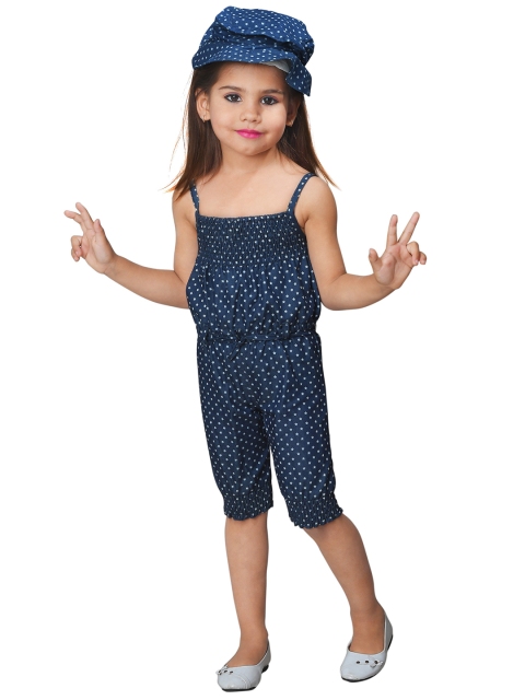 

Toonyport Girls Blue Printed Capri Jumpsuit