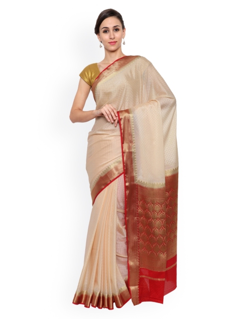 

Mimosa Beige Kanjeevaram Art Silk & Crepe Traditional Saree