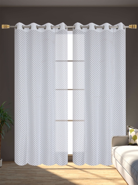 

Molly & Michel White Set of 2 Geometric Long Door Curtain