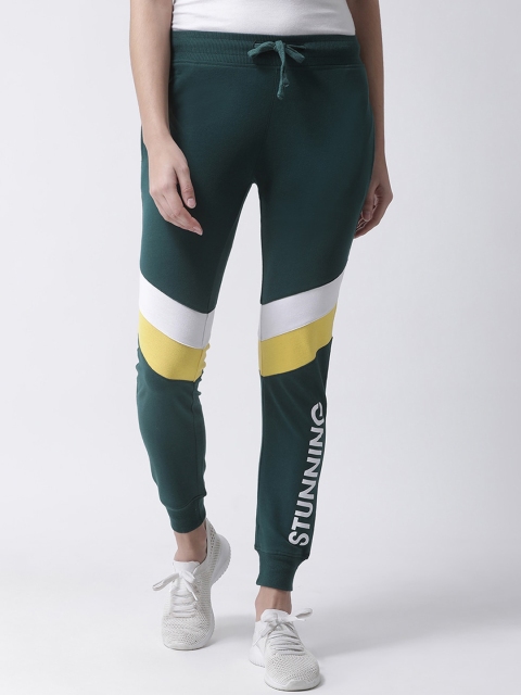 

Club York Women Green & Yellow Colourblocked Slim Fit Joggers