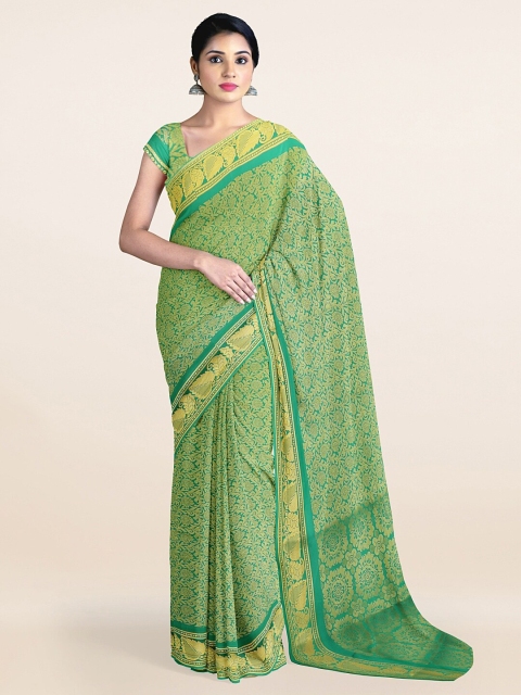 

Pothys Green & Gold-Toned Ethnic Motifs Zari Art Silk Saree