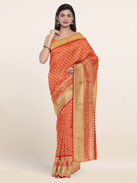 

Pothys Red & Gold-Toned Ethnic Motifs Zari Art Silk Saree