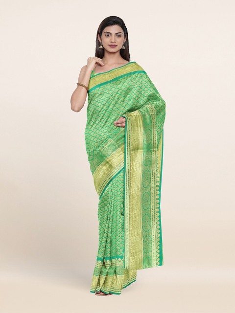 

Pothys Green & Gold-Toned Ethnic Motifs Zari Art Silk Saree