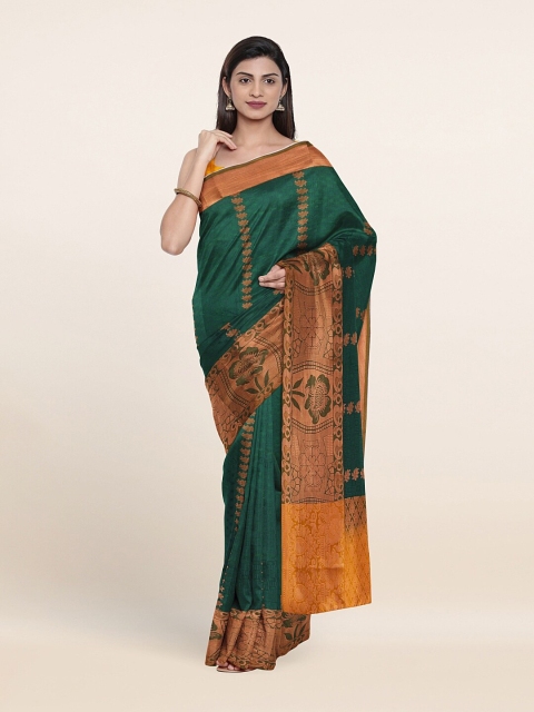 

Pothys Green & Orange Ethnic Motifs Zari Art Silk Saree