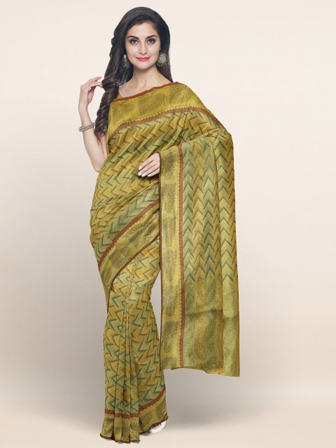 

Pothys Green & Brown Woven Design Zari Art Silk Saree