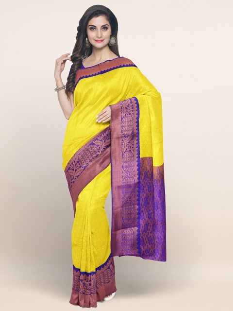 

Pothys Yellow & Purple Woven Design Art Silk Saree