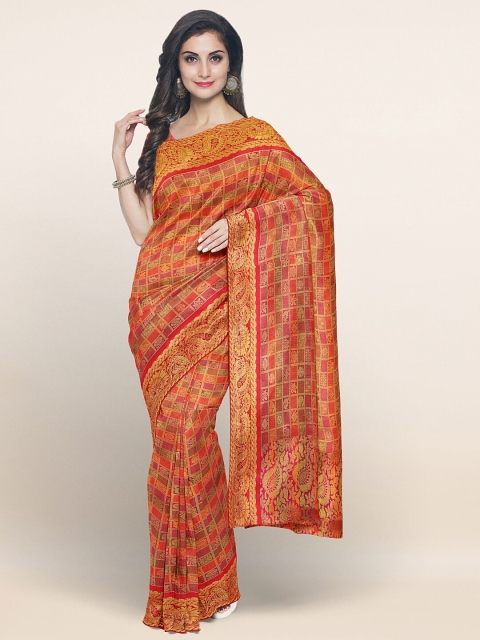 

Pothys Rust & Gold-Toned Woven Design Zari Art Silk Saree