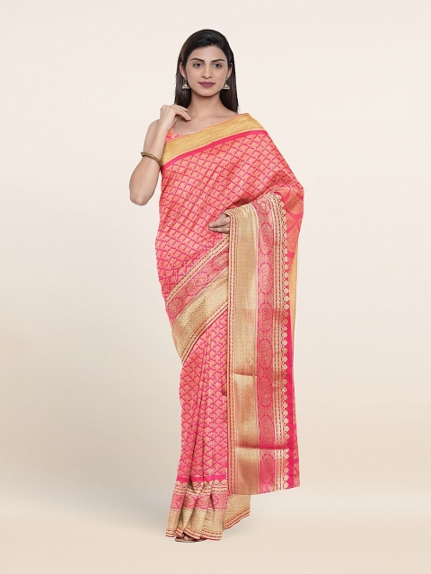 

Pothys Pink & Gold-Toned Woven Design Zari Art Silk Saree