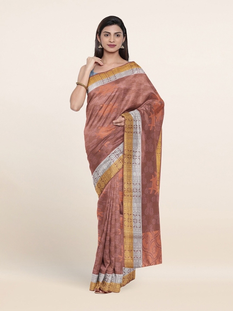 

Pothys Brown & Copper-Toned Woven Design Zari Art Silk Saree