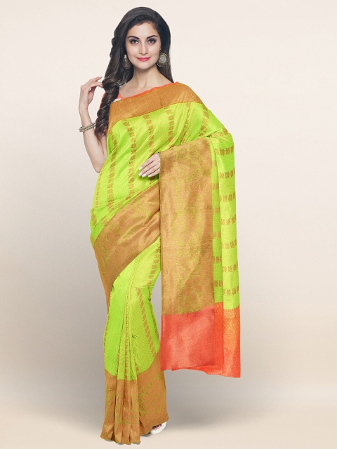 

Pothys Green & Gold-Toned Ethnic Motifs Zari Art Silk Saree