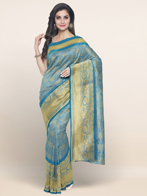

Pothys Blue & Gold-Toned Woven Design Zari Art Silk Saree