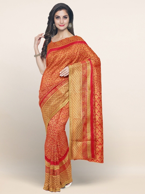 

Pothys Red & Gold-Toned Woven Design Zari Art Silk Saree