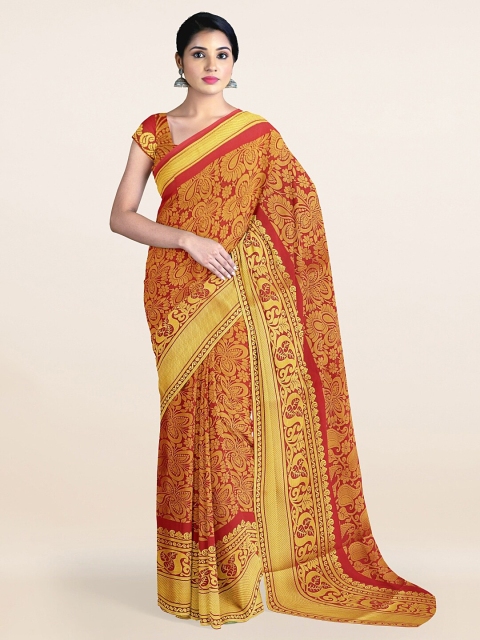 

Pothys Maroon & Gold-Toned Woven Design Zari Art Silk Saree