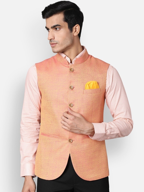 

Callino London Orange Textured Nehru Jacket