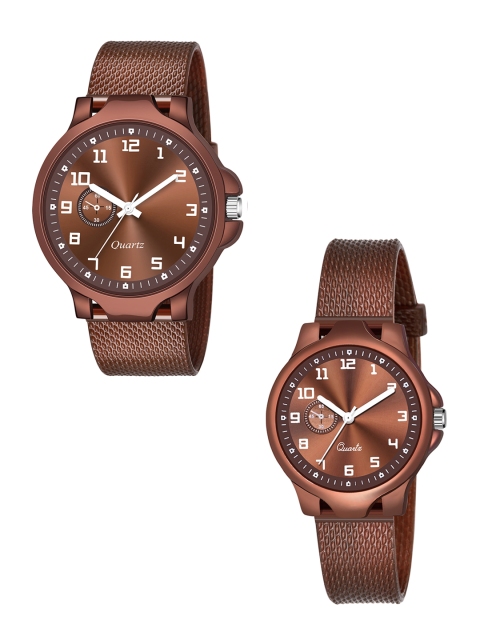 

HAPPY KHAJANA Brown Textured Watch Gift Set