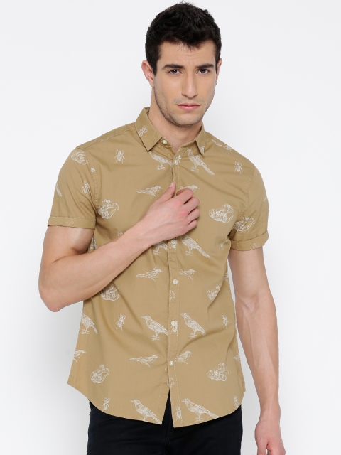 

Jack & Jones Men Khaki Slim Fit Printed Casual Shirt