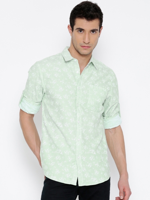 

Jack & Jones Men Green & White Printed Slim Fit Casual Shirt