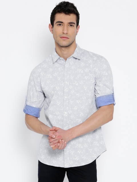

Jack & Jones Men Blue Linen Slim Printed Chambray Shirt