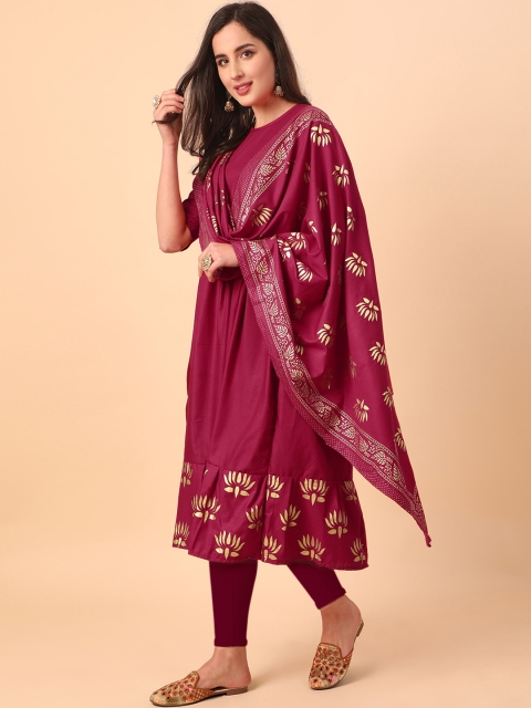 

KALINI Women Maroon Floral Embroidered Anarkali Kurta