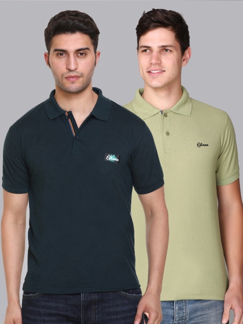 

Obaan Men Green 2 Polo Collar T-shirt