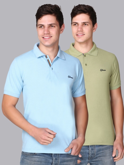 

Obaan Men Blue 2 Polo Collar T-shirt