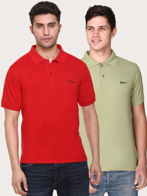 

Obaan Men Red 2 Polo Collar T-shirt