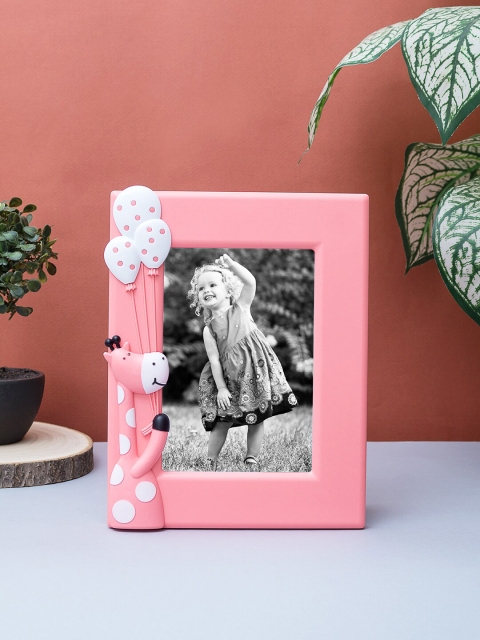 

Golden Peacock Pink & White Giraffe Embossed Vertical Table Photo Frame
