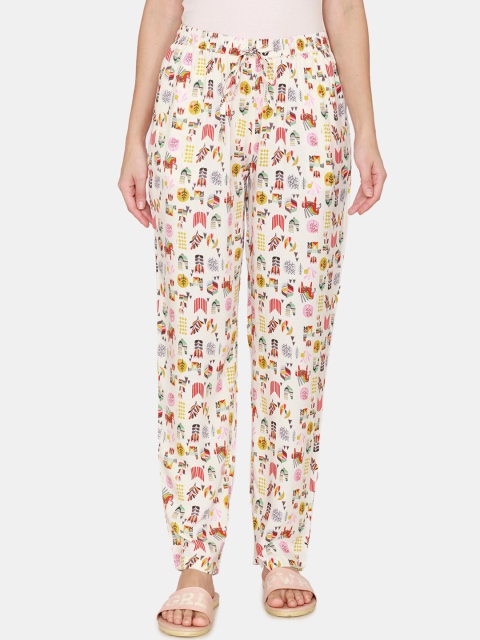 

Coucou by Zivame Women White Printed Cotton Lounge Pants