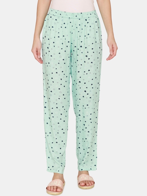 

Coucou by Zivame Women Turquoise Blue Printed Cotton Lounge Pants
