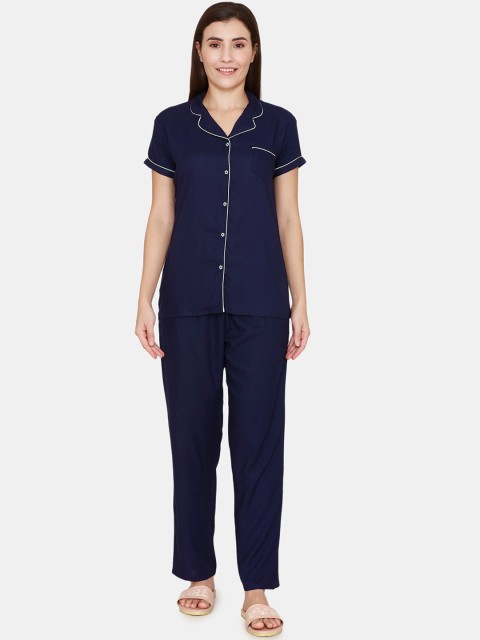 

Coucou by Zivame Women Blue Solid Night suit