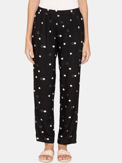 

Coucou by Zivame Women Black & White Printed Cotton Lounge Pants