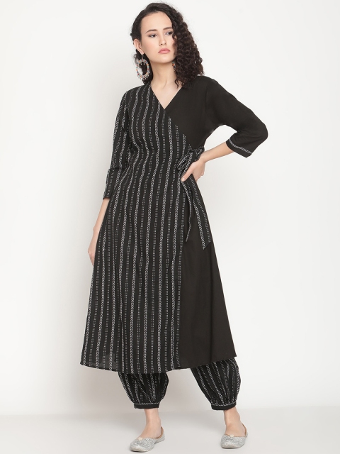 

Abhishti Women Black Angrakha Pure Cotton Kurta with Salwar