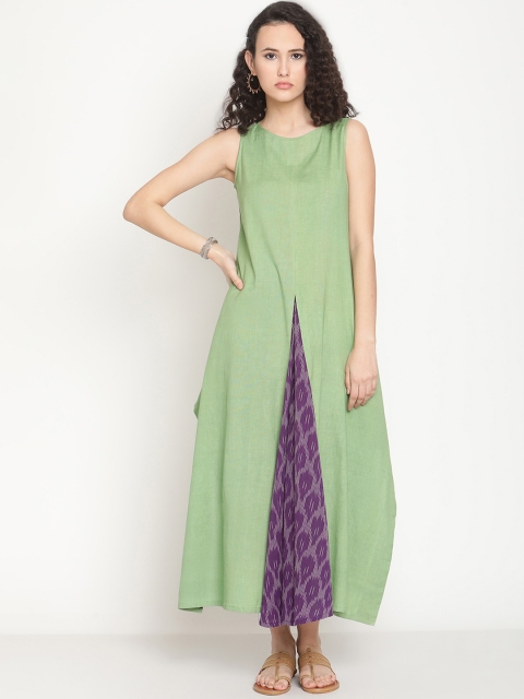 

Abhishti Women Green & Purple Pure Cotton Kurta with Trousers