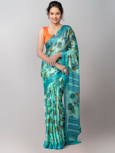 

Unnati Silks Green & Blue Ethnic Motifs Patola Saree