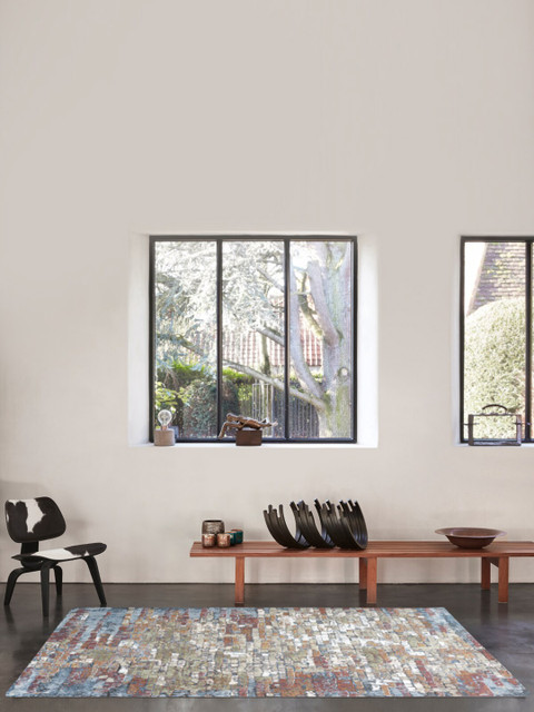 

OBSESSIONS Blue & Rust Abstract Floor Runners