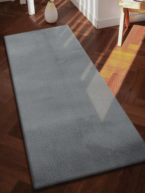 

OBSESSIONS Grey Solid Polyester Floor Runner